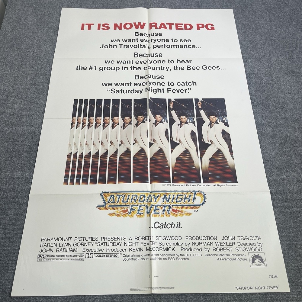 VTG‎ SATURDAY NIGHT FEVER (1977) PG ONE SHEET MOVIE POSTER FOLDED 27X41 770134